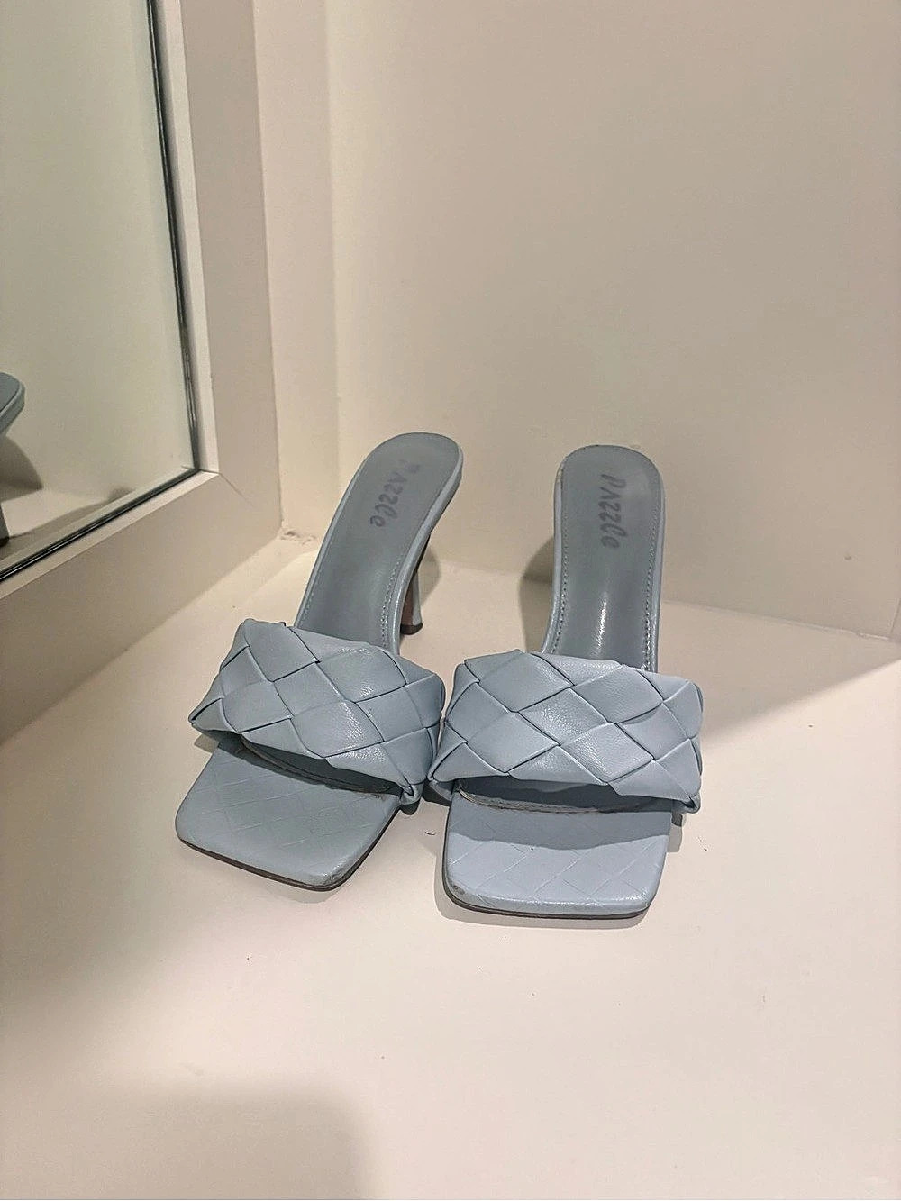 Pazzle Woven Heeled Mules in Blue